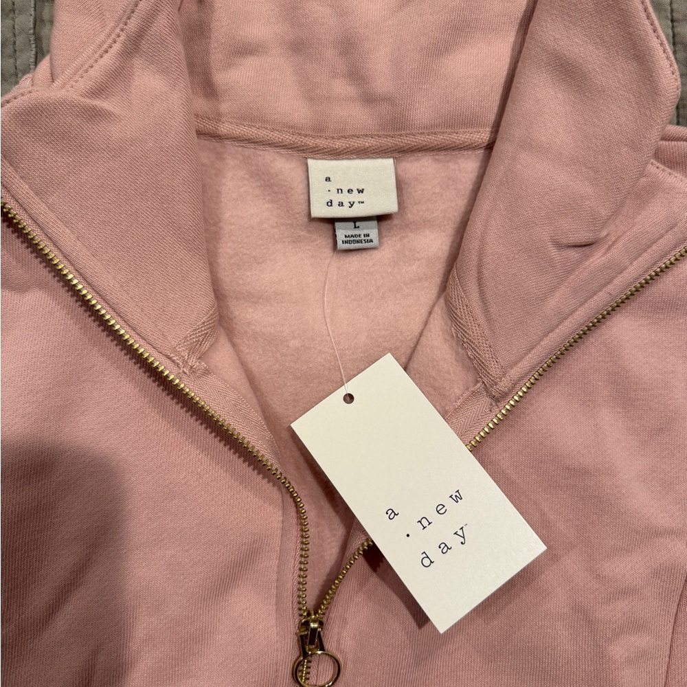 A New Day Pink Long Sleeve 1/4 Zip Sweatshirt - Picture 4 of 10